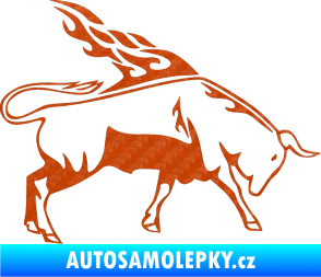 Samolepka Animal flames 067 pravá býk 3D karbon oranžový
