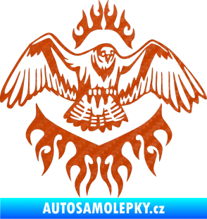 Samolepka Animal flames 068 pravá orel 3D karbon oranžový