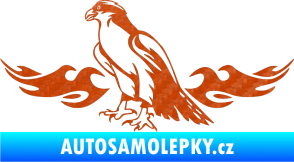 Samolepka Animal flames 069 levá orel 3D karbon oranžový