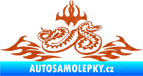 Samolepka Animal flames 070 pravá zmije 3D karbon oranžový
