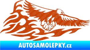 Samolepka Animal flames 075 pravá orel 3D karbon oranžový