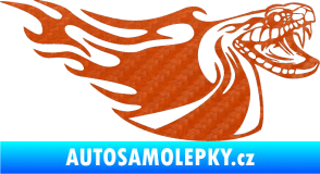 Samolepka Animal flames 082 pravá kobra 3D karbon oranžový