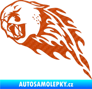 Samolepka Animal flames 083 levá puma 3D karbon oranžový