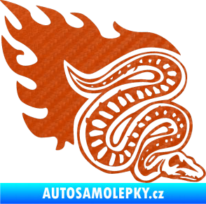 Samolepka Animal flames 086 pravá had 3D karbon oranžový