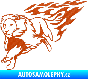 Samolepka Animal flames 087 levá lev 3D karbon oranžový