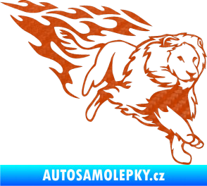 Samolepka Animal flames 087 pravá lev 3D karbon oranžový