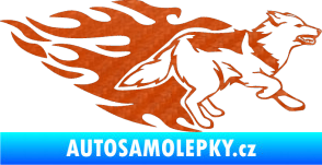 Samolepka Animal flames 090 pravá  vlk 3D karbon oranžový