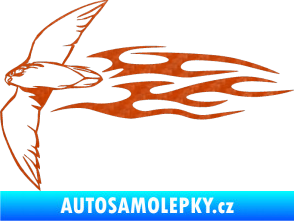 Samolepka Animal flames 095 levá letící pták 3D karbon oranžový