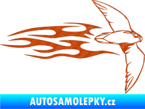 Samolepka Animal flames 095 pravá letící pták 3D karbon oranžový