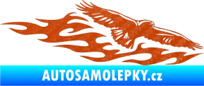 Samolepka Animal flames 097 pravá orel 3D karbon oranžový