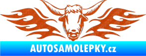 Samolepka Animal flames 098 levá býk 3D karbon oranžový