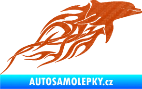 Samolepka Animal flames 102 pravá delfín 3D karbon oranžový