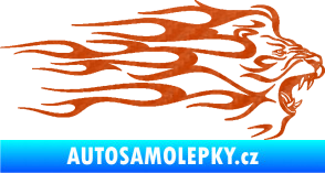 Samolepka Animal flames 103 pravá lev 3D karbon oranžový