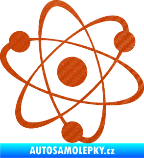 Samolepka Atom  3D karbon oranžový