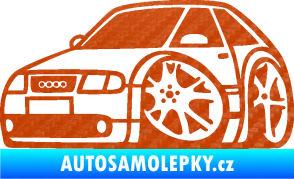 Samolepka Audi A3 karikatura levá 3D karbon oranžový