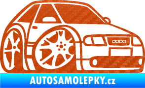 Samolepka Audi A3 karikatura pravá 3D karbon oranžový
