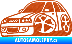 Samolepka Audi A4 karikatura levá 3D karbon oranžový