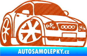 Samolepka Audi TT karikatura pravá 3D karbon oranžový