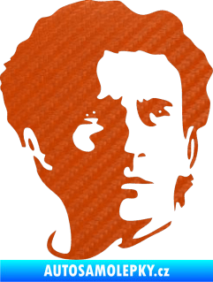 Samolepka Silueta Ayrton Senna pravá 3D karbon oranžový