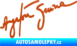 Samolepka Podpis Ayrton Senna 3D karbon oranžový