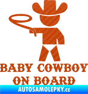 Samolepka Baby cowboy on board levá 3D karbon oranžový