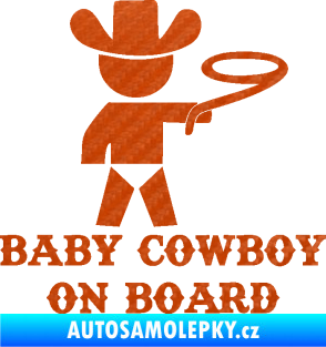 Samolepka Baby cowboy on board pravá 3D karbon oranžový