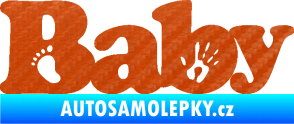 Samolepka Baby nápis otisk ručky a nožky 3D karbon oranžový