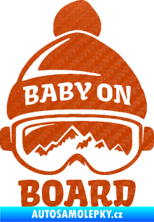 Samolepka Baby on board 012 levá na horách 3D karbon oranžový
