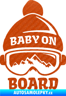 Samolepka Baby on board 012 pravá na horách 3D karbon oranžový