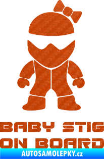 Samolepka Baby stig on board girl 3D karbon oranžový