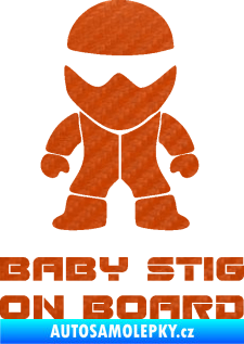 Samolepka Baby stig on board 3D karbon oranžový