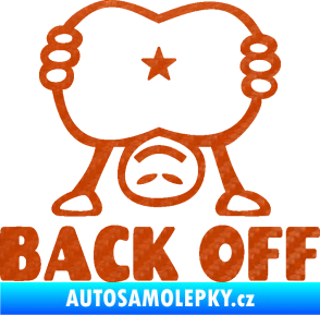 Samolepka Back off panáček 3D karbon oranžový