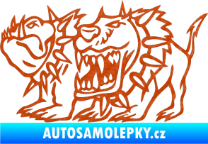 Samolepka Bad dogs levá zuřiví psi 3D karbon oranžový