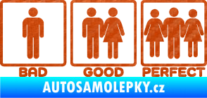 Samolepka Bad good perfect 002 nápis 3D karbon oranžový