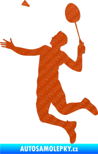 Samolepka Badminton 001 levá 3D karbon oranžový
