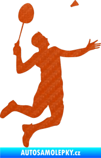 Samolepka Badminton 001 pravá 3D karbon oranžový