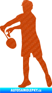 Samolepka Badminton 002 levá 3D karbon oranžový