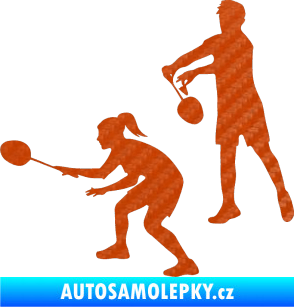 Samolepka Badminton team levá 3D karbon oranžový