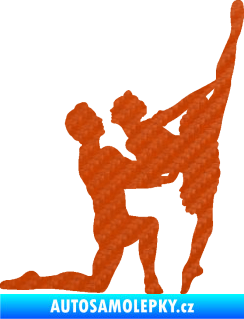 Samolepka Balet 002 pravá taneční pár 3D karbon oranžový