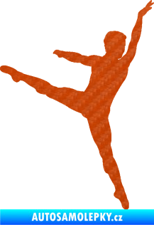 Samolepka Balet tanečník 001 pravá 3D karbon oranžový