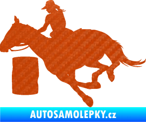 Samolepka Barrel racing 001 levá cowgirl rodeo 3D karbon oranžový