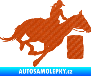 Samolepka Barrel racing 001 pravá cowgirl rodeo 3D karbon oranžový