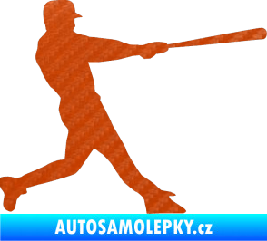 Samolepka Baseball 004 pravá 3D karbon oranžový