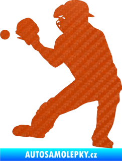 Samolepka Baseball 007 levá 3D karbon oranžový