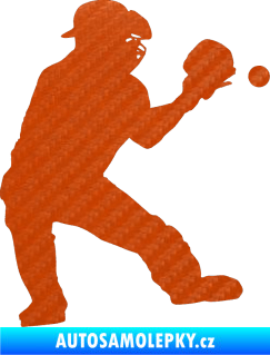 Samolepka Baseball 007 pravá 3D karbon oranžový