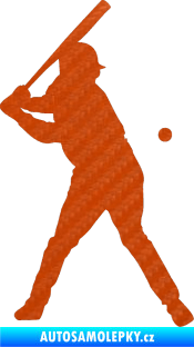 Samolepka Baseball 013 pravá 3D karbon oranžový