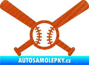 Samolepka Baseball míček a pálky 3D karbon oranžový
