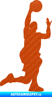 Samolepka Basketbal 005 pravá 3D karbon oranžový