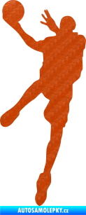 Samolepka Basketbal 006 levá 3D karbon oranžový