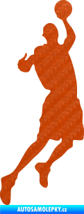 Samolepka Basketbal 008 pravá 3D karbon oranžový